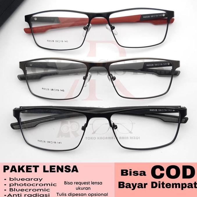 Kacamata Fashion cowok sporty AR8528 Full Bingkai Laki laki perempuan paket lensa photocromic bluray