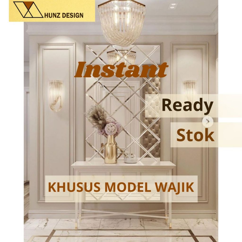 Custom Dekorasi Cermin Dinding Bevel/ Kaca Bevel/Cermin Wajik Bevel/ Cermin Bevel Ready Stock Wall M