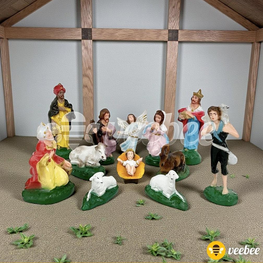 Patung Kelahiran Yesus 11cm | Diorama | Hiasan Pohon Natal | Patung Yesus Kecil | Patung Kandang Set