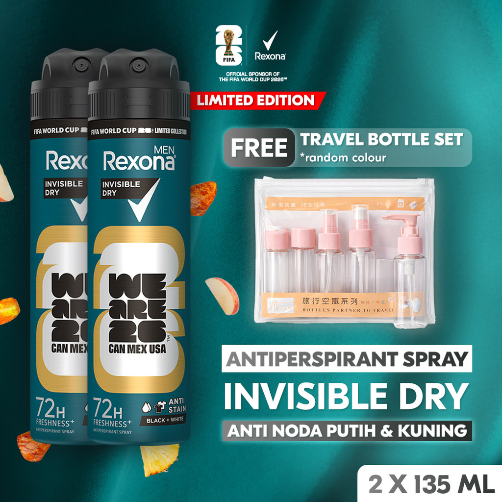 BUY 2 REXONA MEN LIMITED EDITION FIFA ANTIPERSPIRANT AEROSOL DEODORANT SPRAY INVISIBLE DRY 135ML FRE