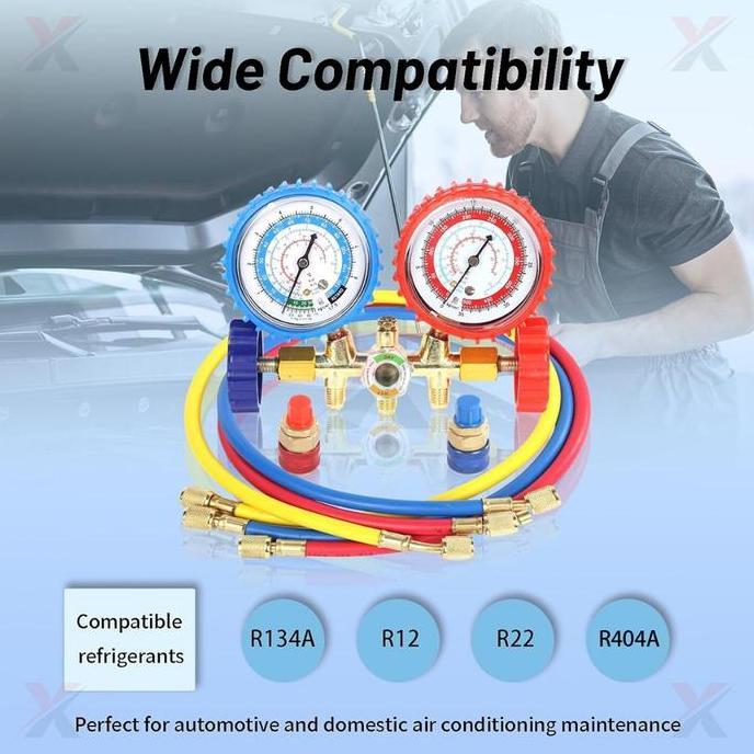 DUDLEY R134a R410a Manifold Ac Mobil Pressure Manifold Gauge Hose Kit Untuk R134a R12 R22 R502 R410a