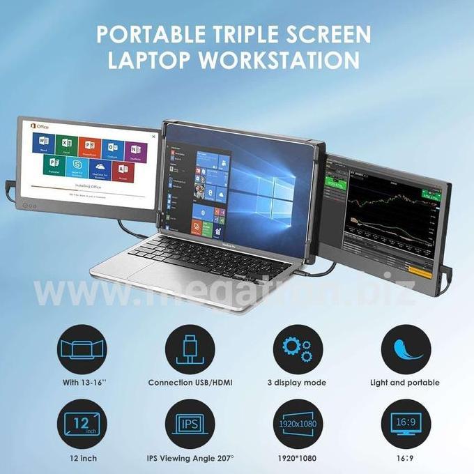 Portable Triple Screen Laptop Workstation 11.6 inch