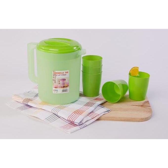 Majuterus- Annabelle Jug Infused Set Plus 5 Glass Hijau Lime
