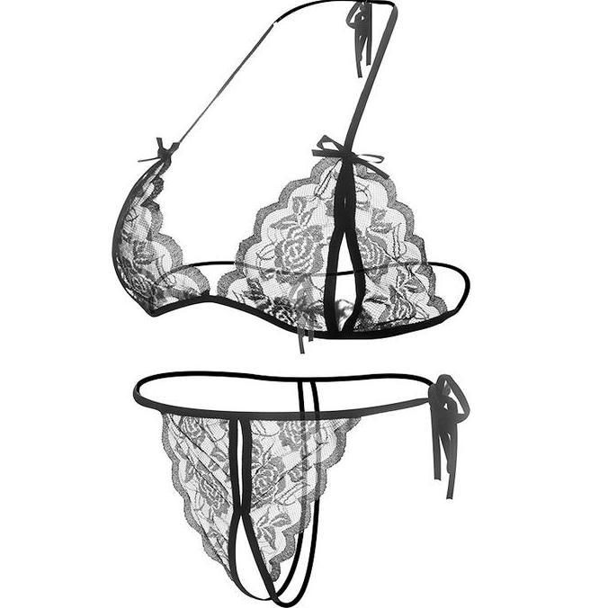 Beevas.Id *Bs001 Set Bra Bh Lingerie Sexy Setelan Celana Dalam Model Lace Lingeri Transparan Wanita 