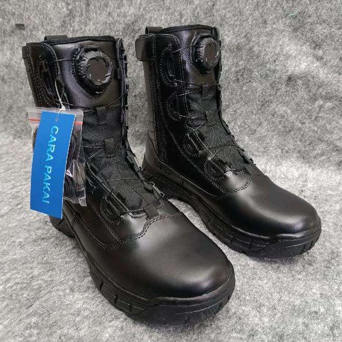 Sepatu PDL Hitam Jatah Polri Tali Putar / Sepatu PDL Hitam Putar Jatah Polri AN