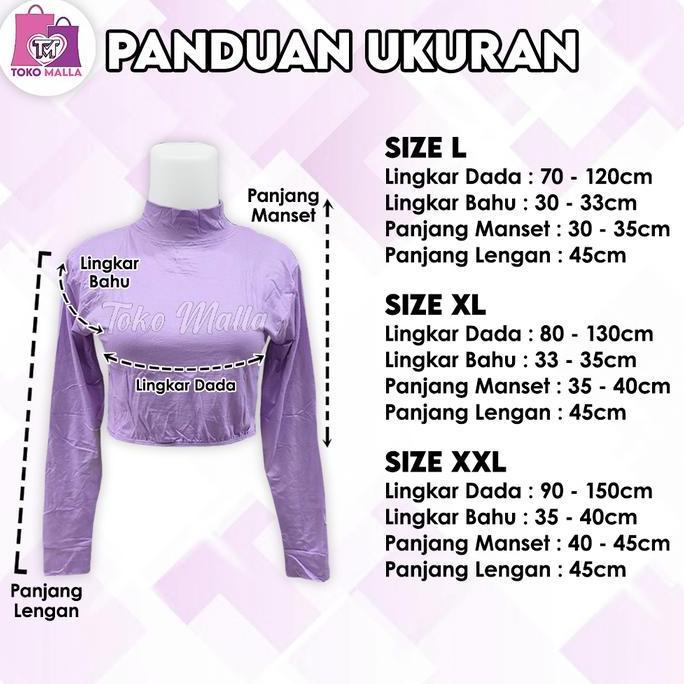 Religion- Manset Setengah Badan Dalaman Muslimah Lengan Panjang Manset India Tangan Panjang Croptop 