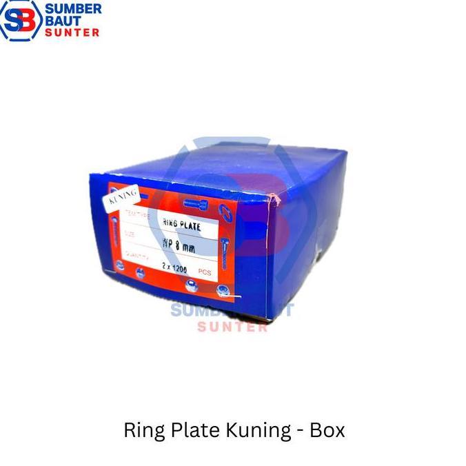 BEBAS ONGKIR - M8 Ring Plat Galvanis Kuning WP Washer Plate 8 mm - 1 Box Isi 2.400 Pcs