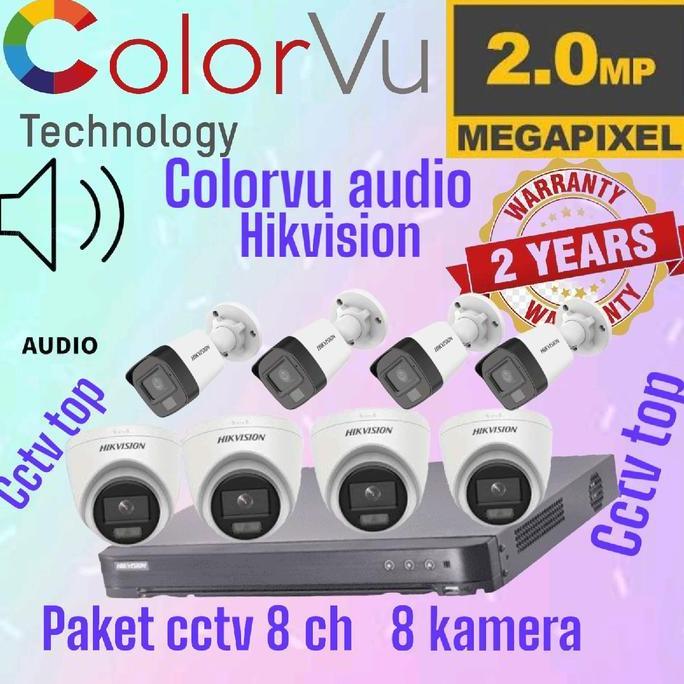 TERLARIS PAKET CCTV HIKVISION 8 CH 2MP COLORVU AUDIO