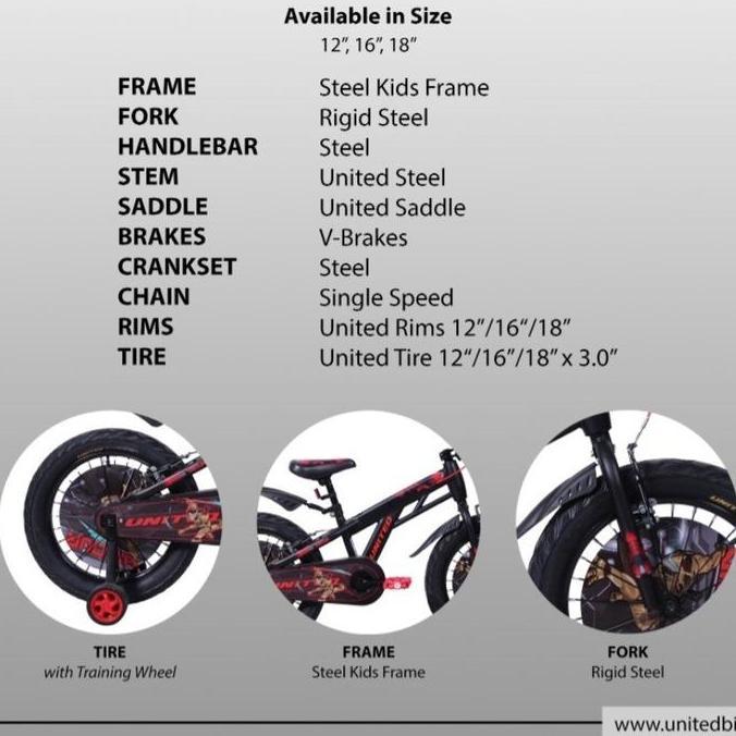 Sepeda Anak Laki Bmx United Vigour 12 16 18 New Model