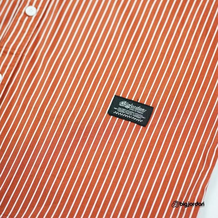 Bigjordan Id. Salman kemeja koko muslim salur terakota lengan pendek big size 3XL 4XL 5XL 6XL 7XL 8X