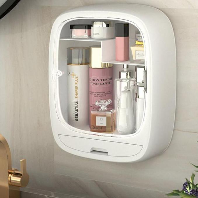 TERLARIS RAK KOSMETIK DINDING GANTUNG LEMARI MAKE UP OVAL SERBAGUNA PENYIMPANAN ORGANIZER PLASTIK
