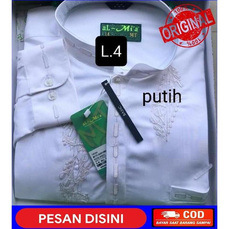 Baju koko al mia MT lengan panjang manset putih size jumbo besar big