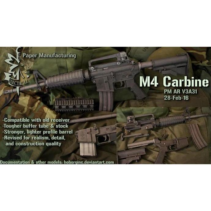 (Mainan Kertas) DIY Papercraft Kertas pola M4 Carbine