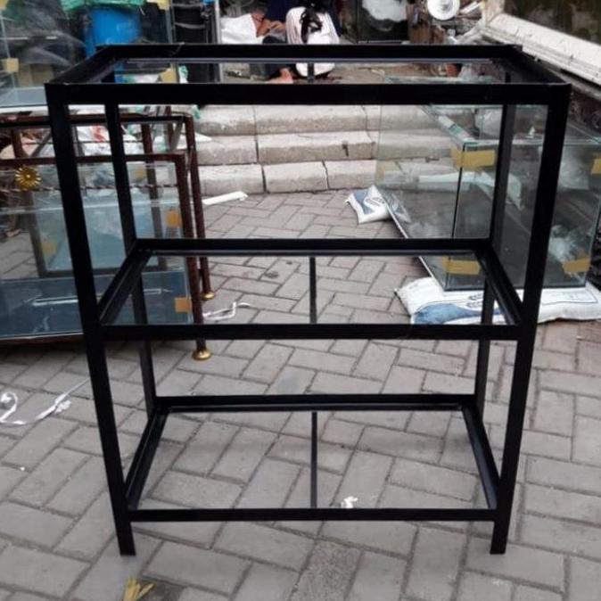 TERLARIS CUSTOM RAK AQUARIUM 60X30 . 3 SUSUN JARAK ALAS KESIKU 50 CM BESI SIKU