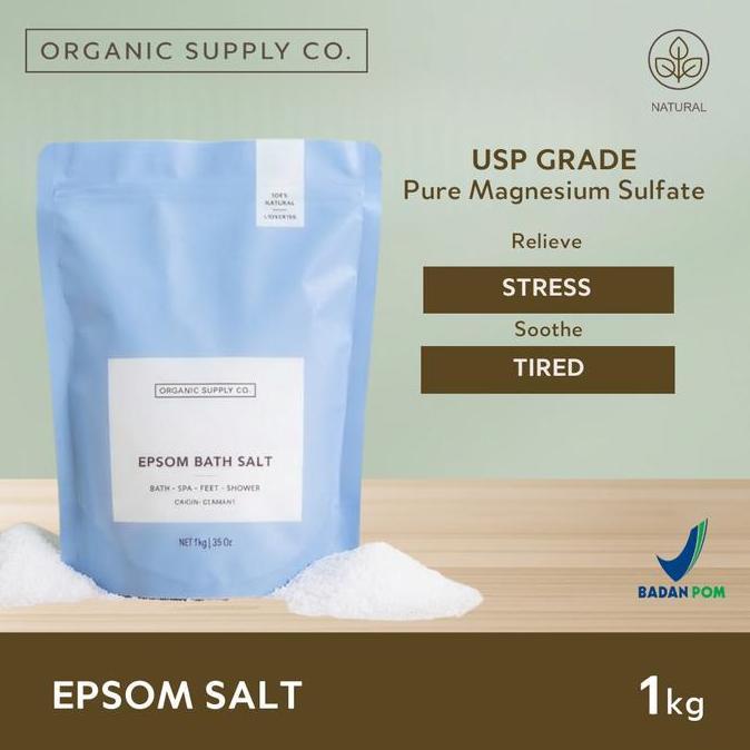 Organic Supply Co. | Epsom Salt | Garam untuk berendam & Spa, menghilangkan pegal, Garam Epsom Sumba