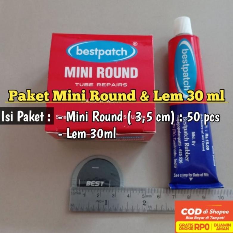 NEW Paket Tambal Ban Dalam Tip Top Bestpatch Mini Round 35mm dan Lem 30ml - Tip Top Bestpatch [terba