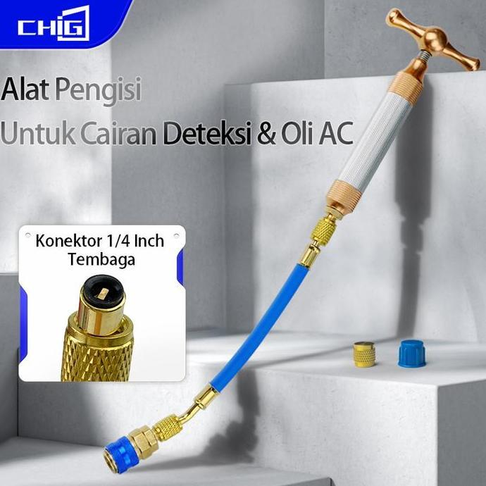 Alat Suntik Oli AC Mobil 1/4 Inch R134A Injector Tabung Injeksi Freon Leak Detector Tool