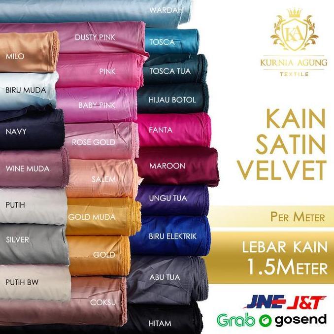 Kain SATIN VELVET Per Meter X 150CM LEBAR PREMIUM by Roberto Cavali