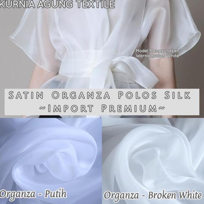 Satin Organza Polos Silk Premium Warna Putih BW Bahan Dress Outer Korea Casual Gamis Kebaya Kondanga