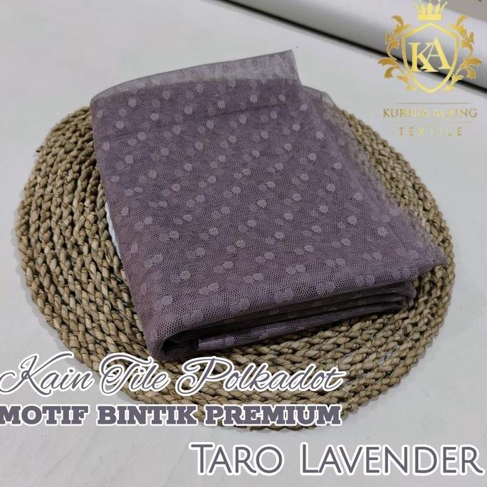 Kain Tile / Tulle/ Tilla Polkadot Motif Bintik Premium Warna TARO LAVENDER Bahan Gamis Anak Dewasa M