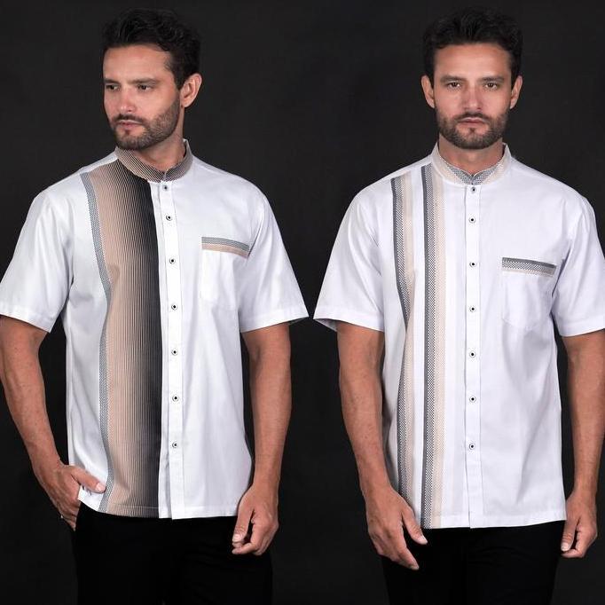Casella Baju Koko Pria Lengan Pendek Premium | Baju Koko Putih Azhar
