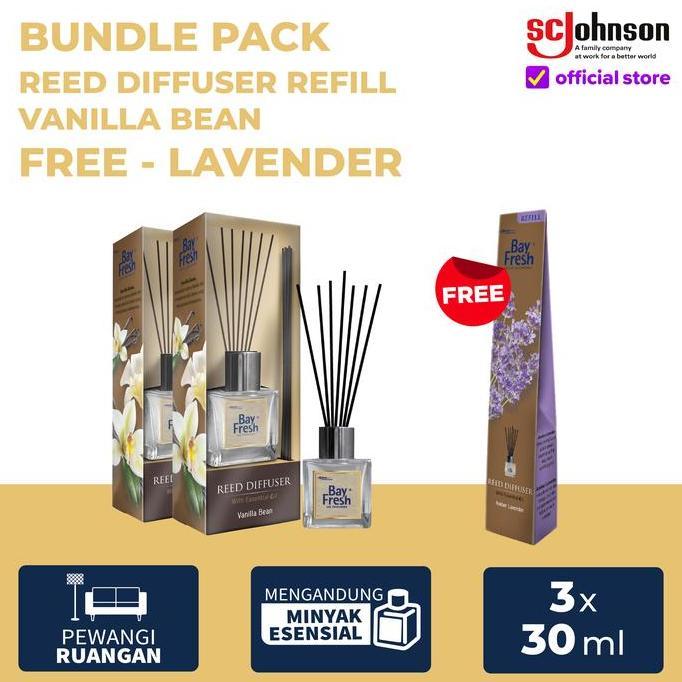 [Bundle Pack] - Bayfresh Reed Diffuser Regular + Free Bayfresh Reed Diffuser Refill - Lavender