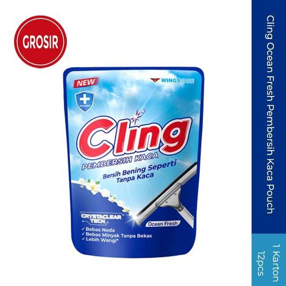 Cling Ocean Fresh Pembersih Kaca Pouch 400ml 1karton Grosir