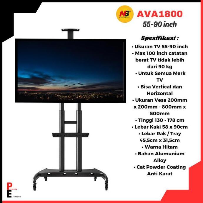 TERLARIS BRAKET STAND TV 55-90 INCH UNTUK TV UKURAN BESAR STANDING TV PREMIUM
