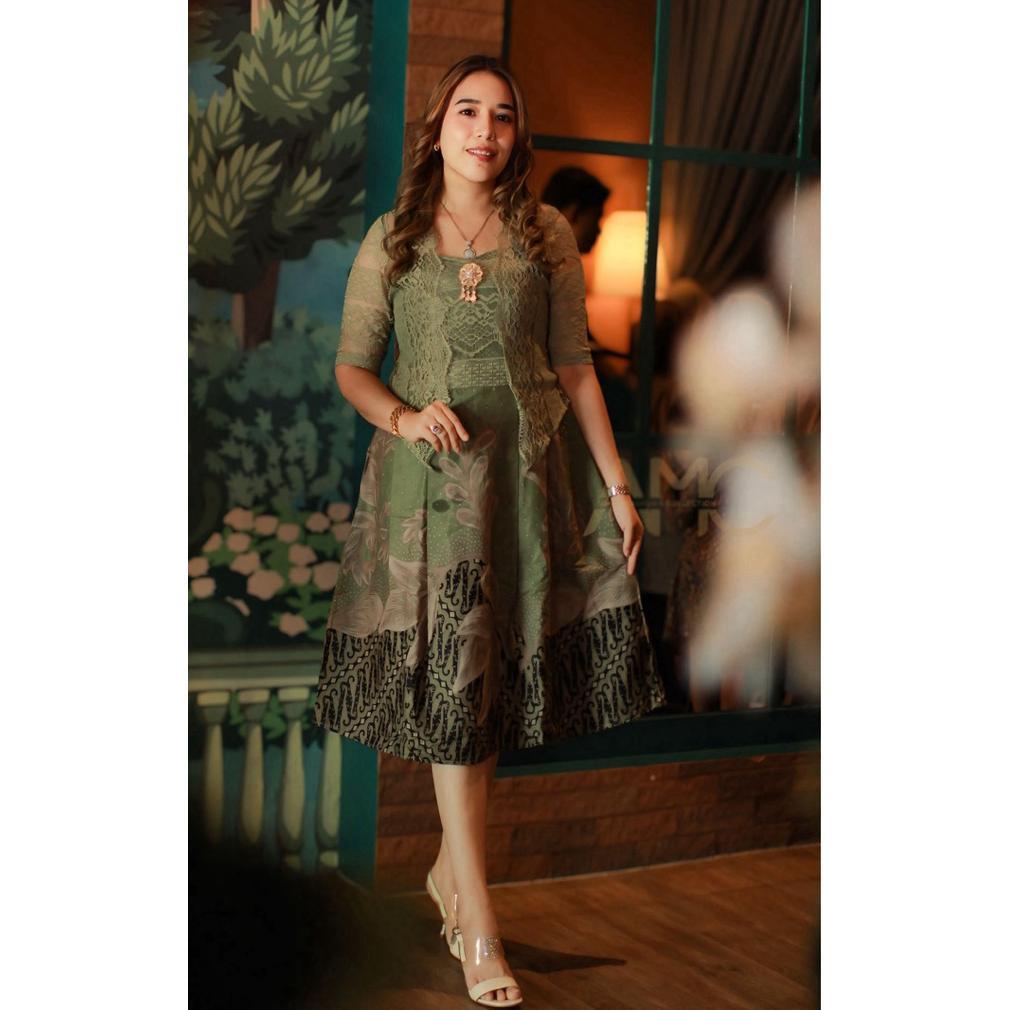 Premium Theresia - Dres Batik Wanita // Dres Batik Mix Brokat// Dres Batik Pesta Wanita By Amc // Dr