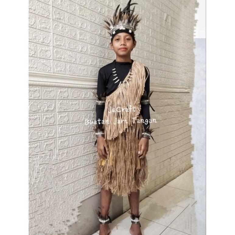 Diskon Satu Set Kostum Adat Pedalaman Papua Tari Dan Karnaval  Mahkota Ikat Kepala Bulu Set Rok Abt
