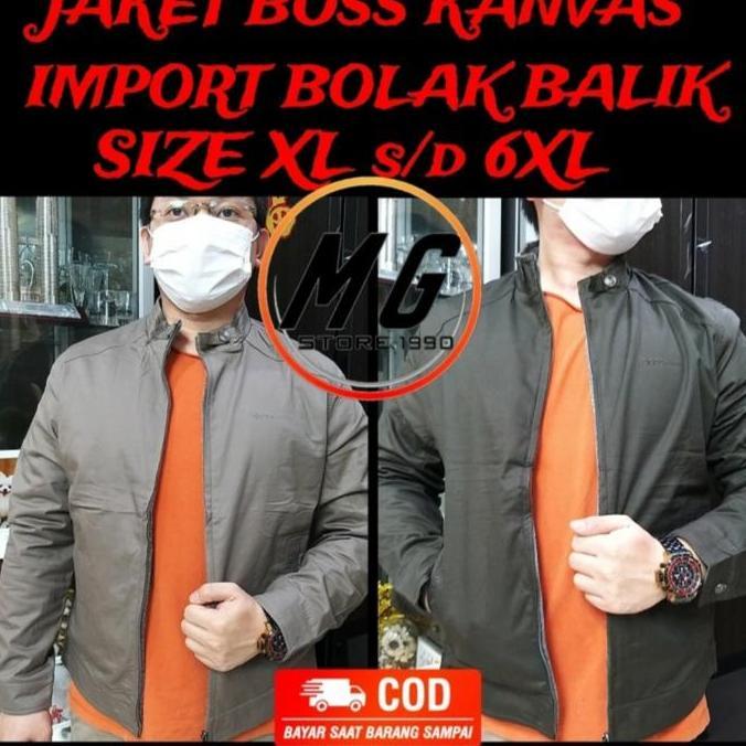 NEW JAKET BOSS IMPORT PREMIUM CLASSIC BOLAK BALIK JUMBO BIG SIZE PRIA LAKI ORI