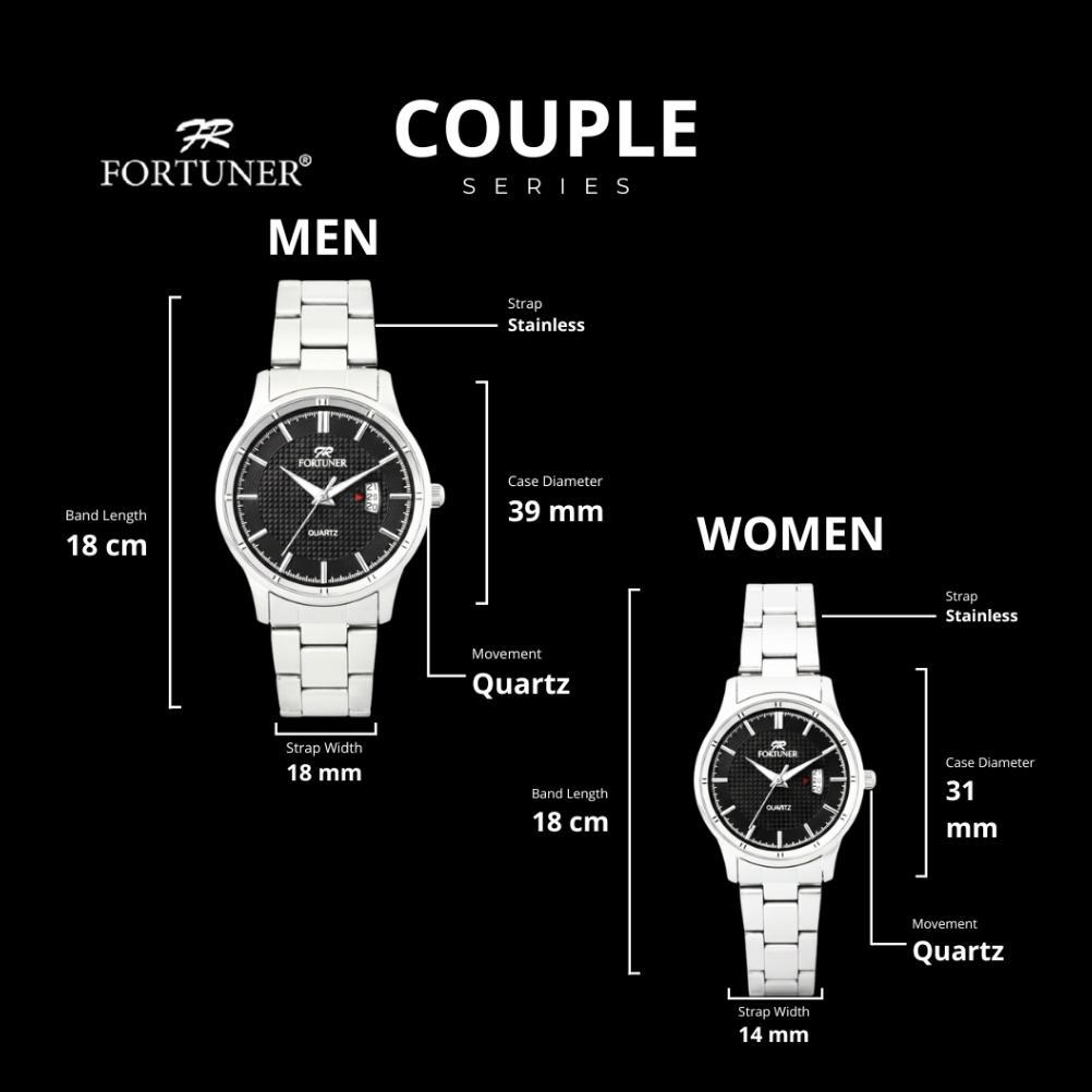 TERMURAH Fortuner Arloji Couple Jam Tangan Analog Tahan Air Water Resistant Rantai Stainless Celesti