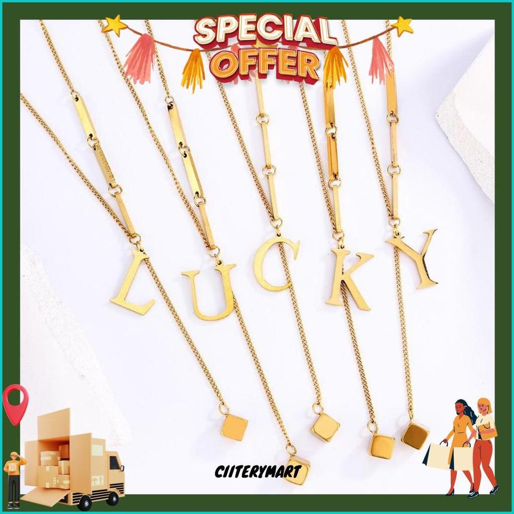 Sederhana Kalung Huruf Lapis Emas Titanium Wanita Anti Karat, Huruf A-Z Fashion Populer Accesories X