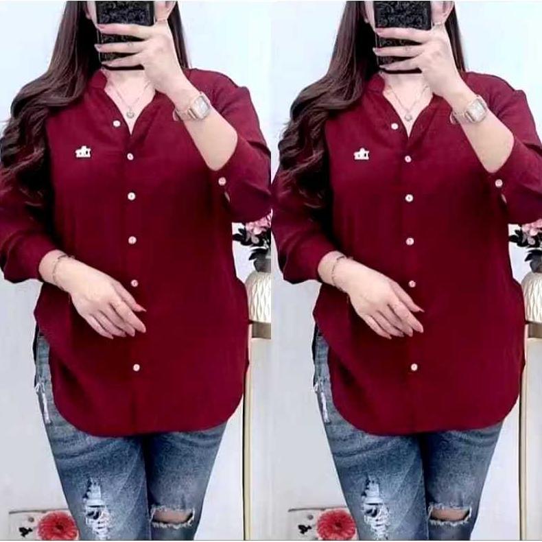 PREMIUM KEMEJA WANITA KERAH SANGHAI/BAJU KERJA WANITA