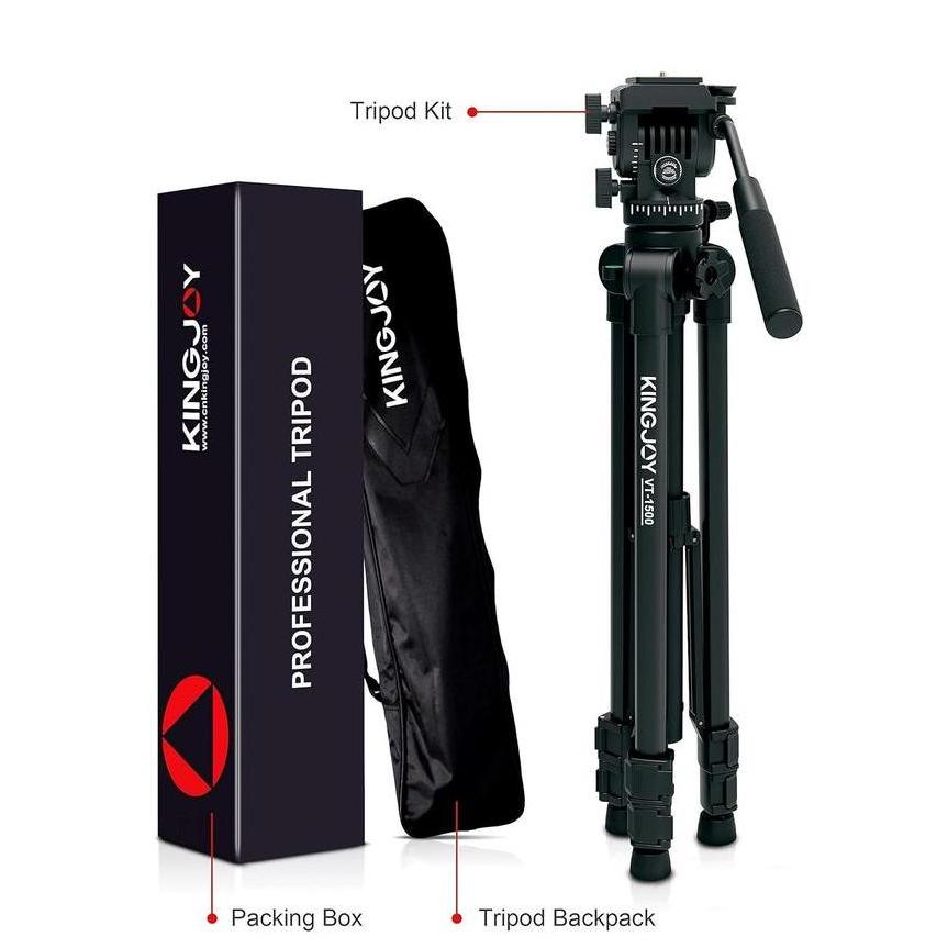 Cekrek- Tripod Video Kingjoy Vt-1500 Fluidhead Profesional Video Kamera
