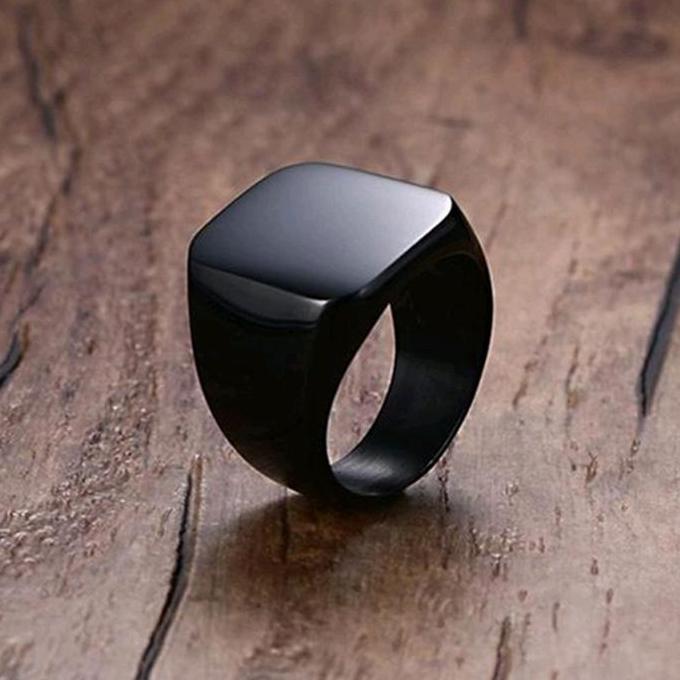 Youboy- Cincin Pria Kotak Square Warna Hitam Silver / Cincin Persegi Polos Keren High Quality - Ring