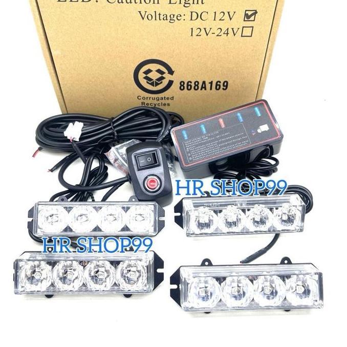 Lampu Led Strobo Grill 4 Led 4x4 Strobo grill mobil