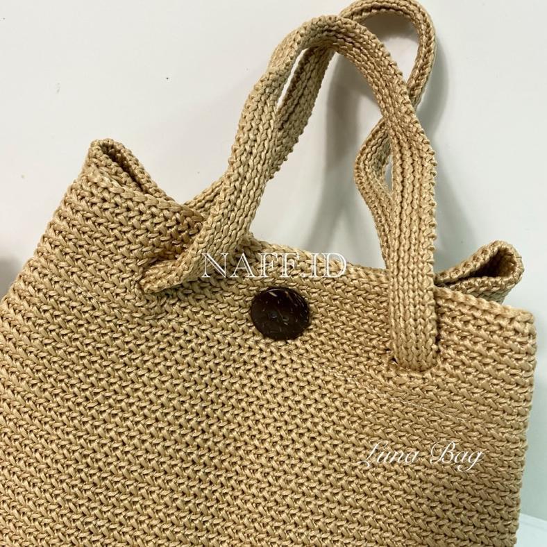Official Naff.Id-"Luna" Totebag/ Tas Tengteng Rajut / Tas Rajut Tangan /Top Handle Bag Kekinian