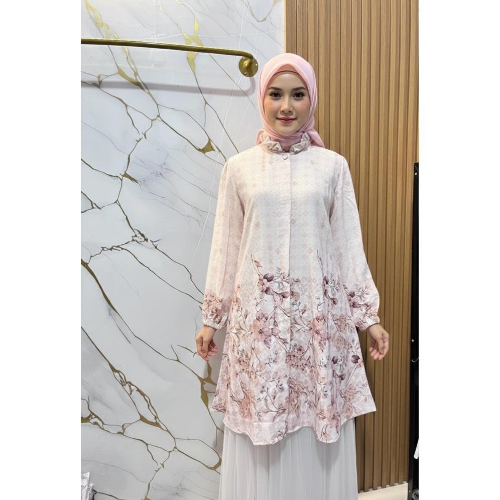 HOT Aluna Tunik Muslim Wanita/ Atasan Tunik wanita lengan panjang/ Bahan Snowy