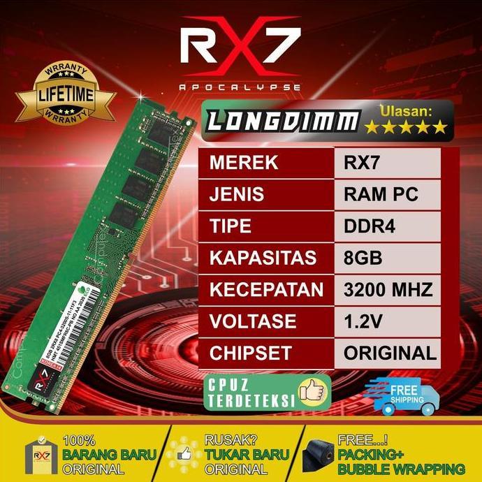 RAM RX7 DDR4 8GB 3200 MHz PC 25600 RAM GARANSI RESMI