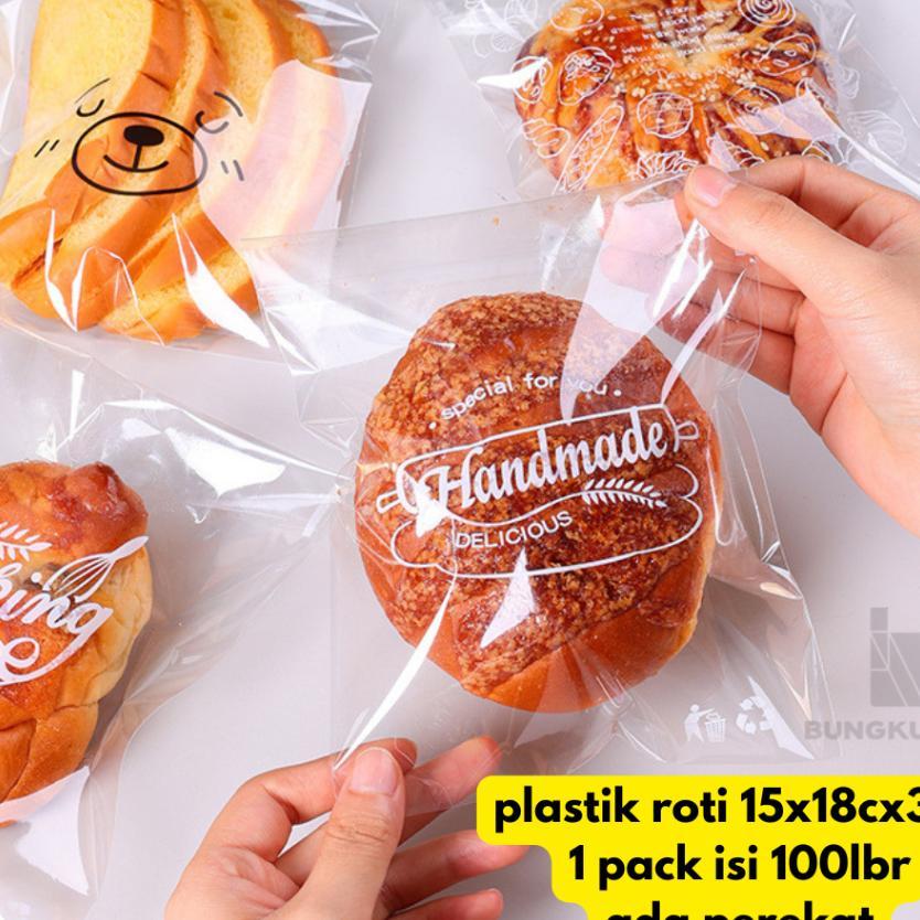 Plastik Opp Roti 15X18Cm Isi 100Pcs Dengan Seal Perekat Plastik Opp Motif Lucu Kemasan Pembungkus Ku