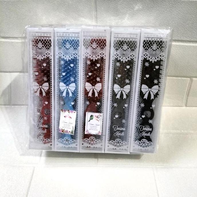 50 Pcs Souvenir Pernikahan Sisir Sikat Kemas Mika Motif Cantik Dan Mewah