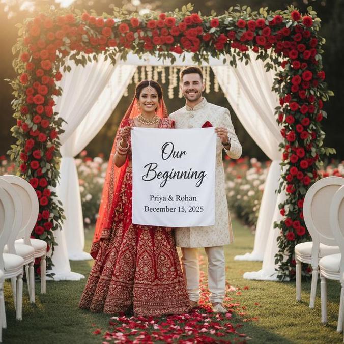 Poster Kain Custom Save The Date Wedding Pernikahan Estetik Fabric Banner Undangan Kain Wall Decor D