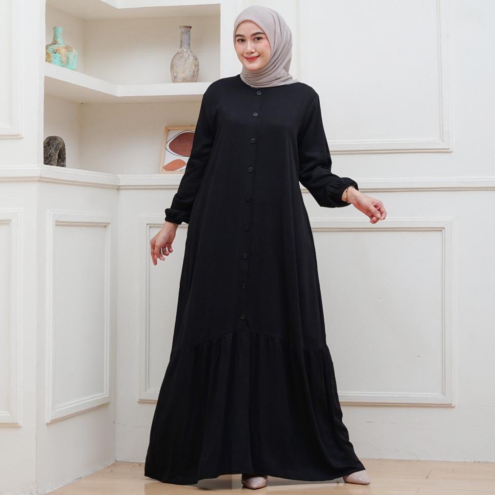 TERBARU Gamis Rayon Twill Premium Tebal Gamis Rayon Polos Super Baju Muslim Busui Kancing Depan