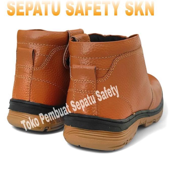 Sepatu Safety Risleting Tahan Paku Kulit Sapi Asli Tahan Bakar Ujung Besi Keselamatan Kerja Pabrik P
