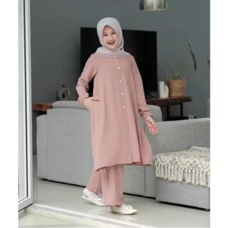 JANGAN LEWATKAN DEVIA SET TERBARU SETELAN CELANA TUNIK ANAK PEREMPUAN USIA 7-16 TAHUN ONE SET MUSLIM