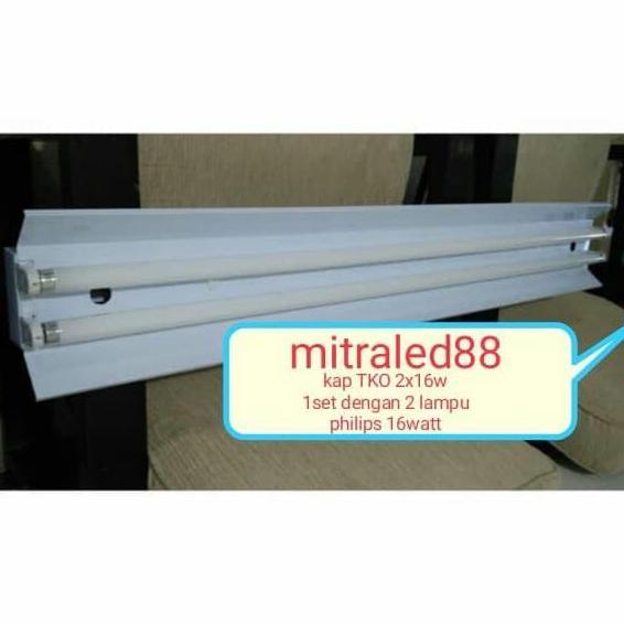 Kap Lampu Tko Set 2X36/2X16Watt+Lampu Tl Led Neon Philips 16Watt Isi2