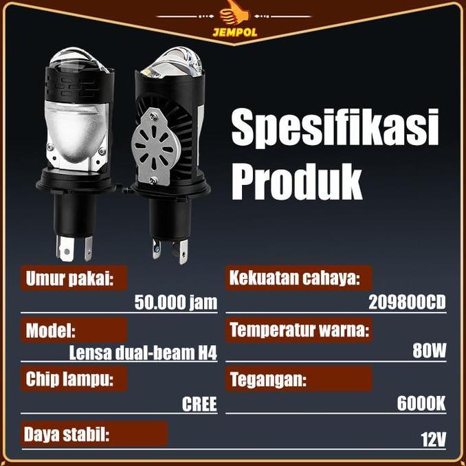 JEMPOL Lampu Utama LED Mini Projector Lens Lensa Motor Mobil Headlight Headlamp Lampu LED Mini Proje