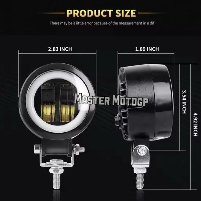 Lampu tembak 2 lensa Laser 3 inch 20watt 12V waterproff angle eyes Led Bar 6500k lampu sorot lampu k