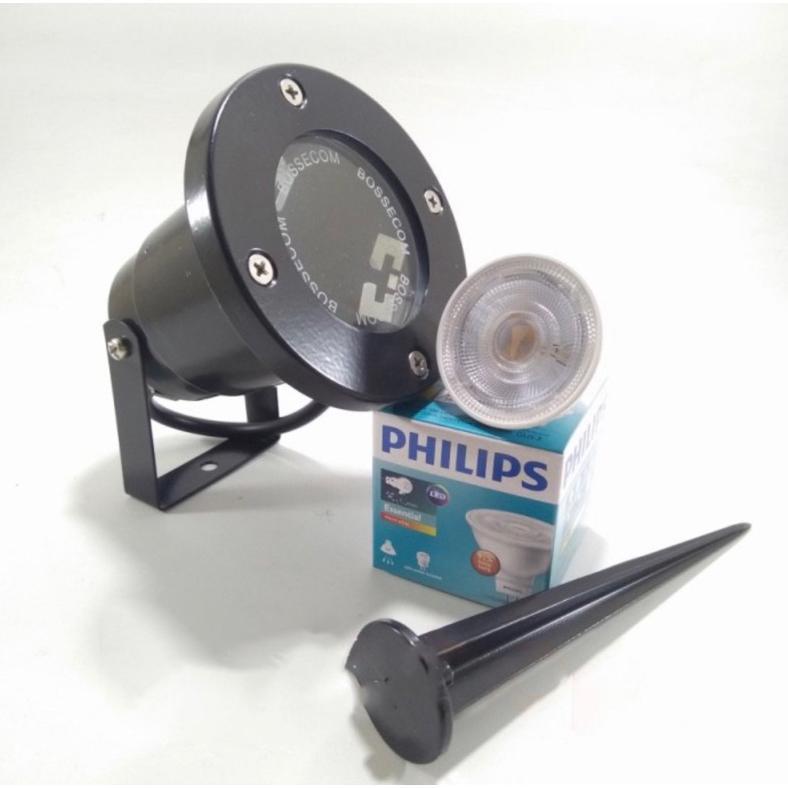 Kap Lampu Taman Outdoor MR16 + Led Spot MR16 Philips